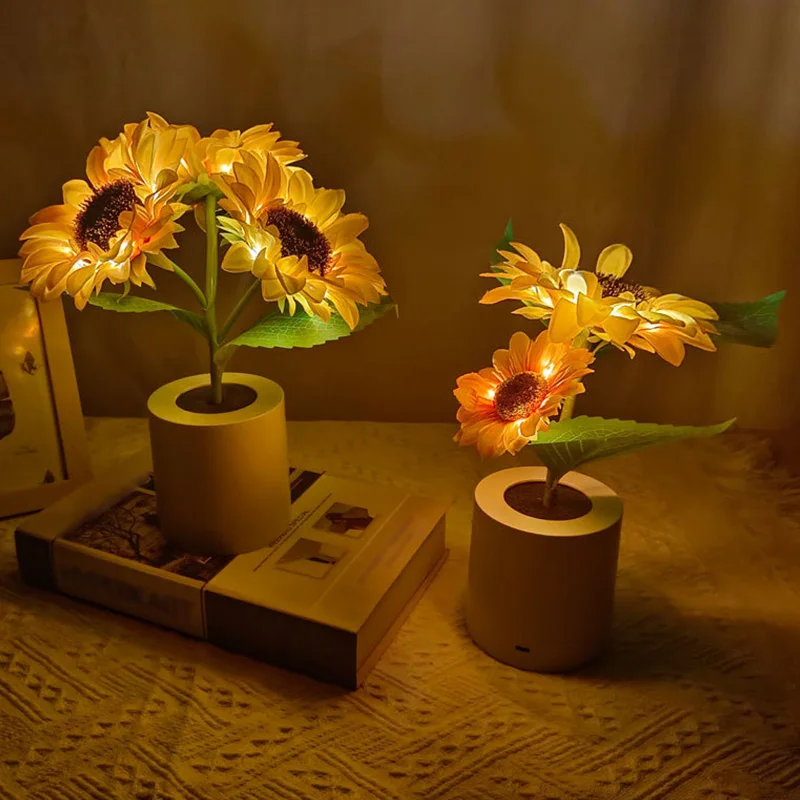 

Artificial Tulip Sunflower Decorative Light Rechargeable Bedroom Lamp Creative Night Light for Kids Friend Birthday Holiday Gift