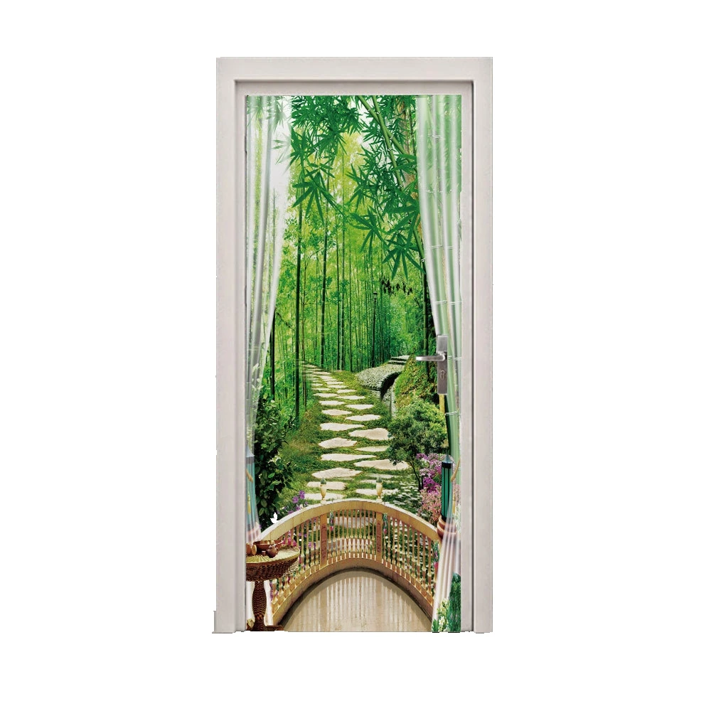 

Bamboo Grove Forest Woods Door Sticker Living Room Hotel PVC Self-Adhesive Waterproof Wallpaper Home Decor