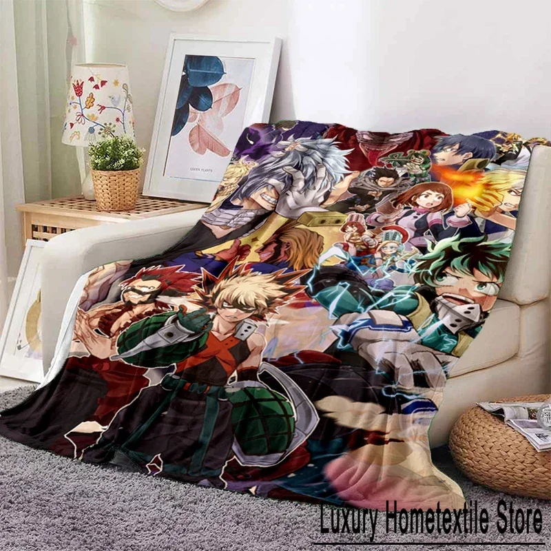 3D drukuj Anime My Hero Academia Miękka pluszowa sofa do rzucania Kreskówka Piknik Cienkie koce Nowoczesny koc flanelowy domu
