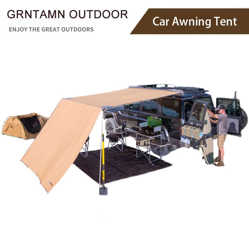 

GRNTAMN Roof Rack 4x4 Awning w/ 6.5' Front Extension, for Car/SUV/Truck - Khaki