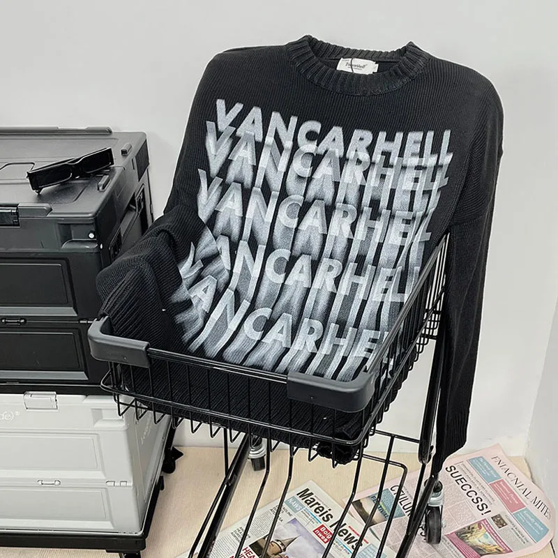 

Женский свитер оверсайз с длинными рукавами и надписью Y2k, Модный пуловер в Корейском стиле, Готическая зимняя уличная одежда, 2022