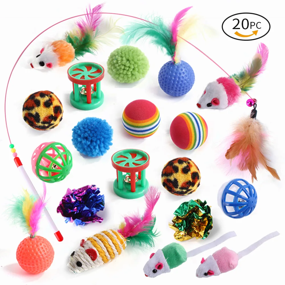 

Kitten Toys Variety Pack-Pet Cat Toy Combination Set Cat Toy Funny Cat Stick Sisal Mouse Bell Ball Cat Supplies Accessories