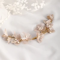 wedding jewelry golden cloth petal hair band bride wedding headdress beads handmade hair band dress hair accessories