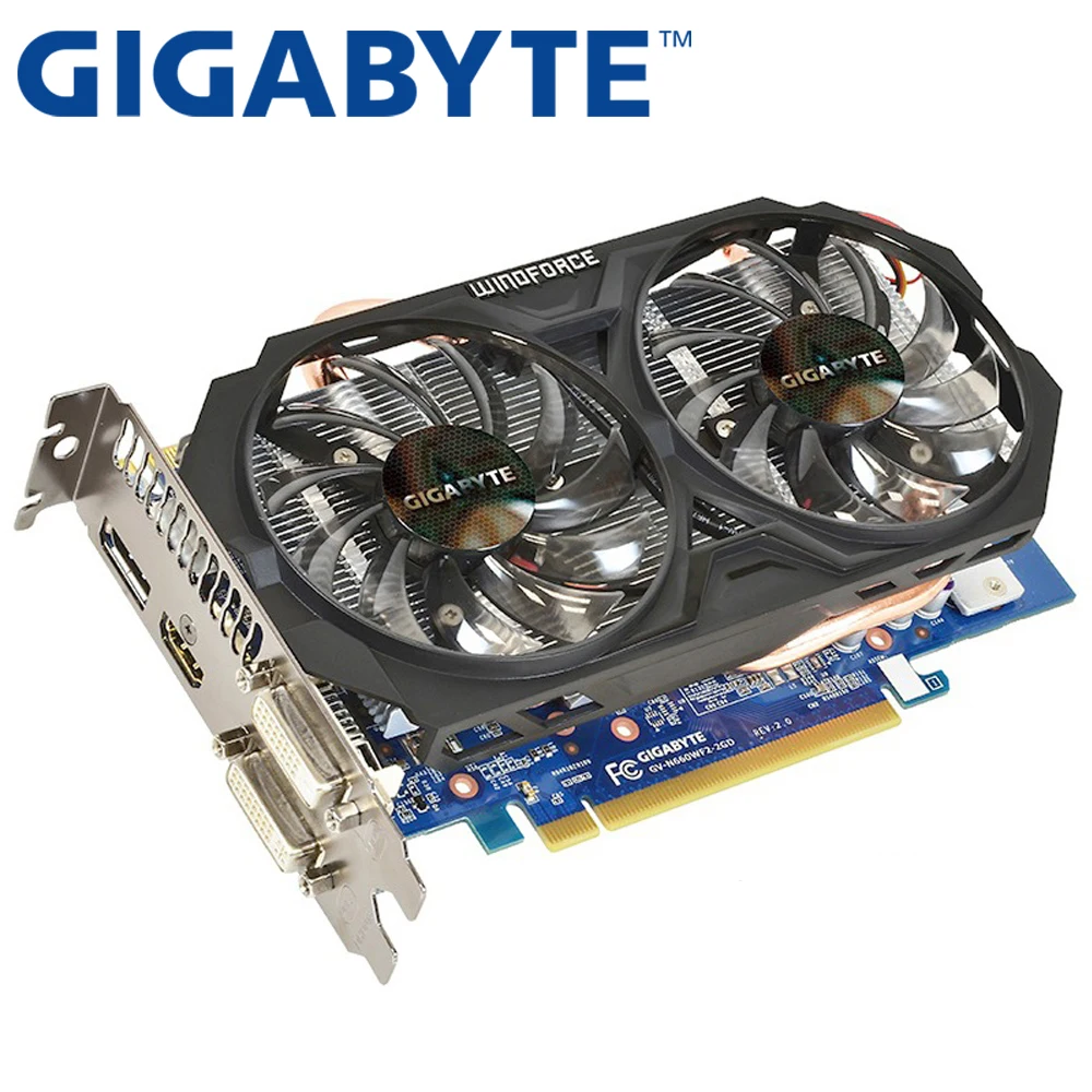 Видеокарта GIGABYTE GTX 660 2 ГБ 192-битная GDDR5 для nVIDIA Geforce GTX660, использованная VGA, мощнее, чем 750.
