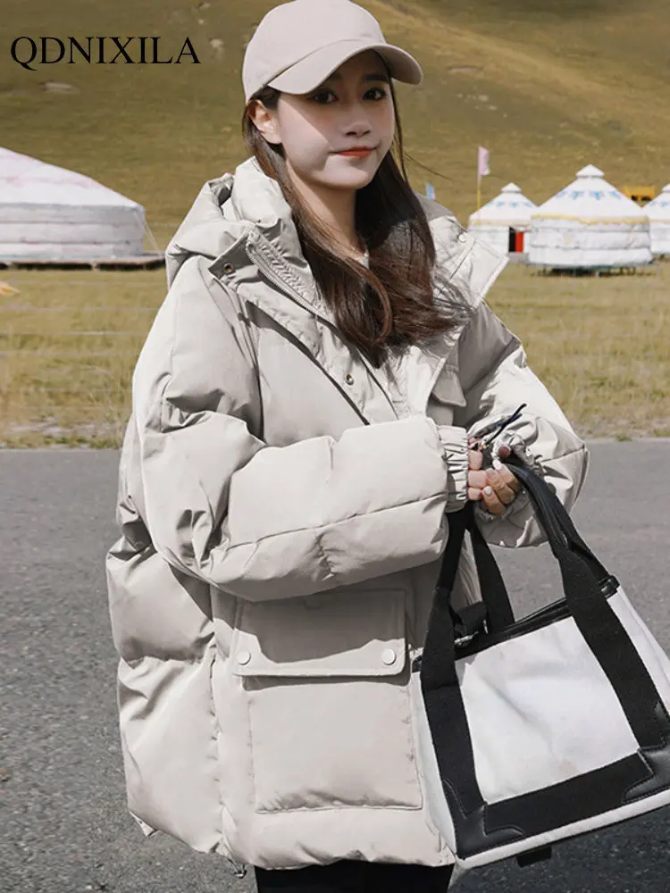 2023 Winter Women's Parkas Cotton Coats Hooded Short College Style Korean Fashion Down Cotton Jacket Female Clothes Very Warm