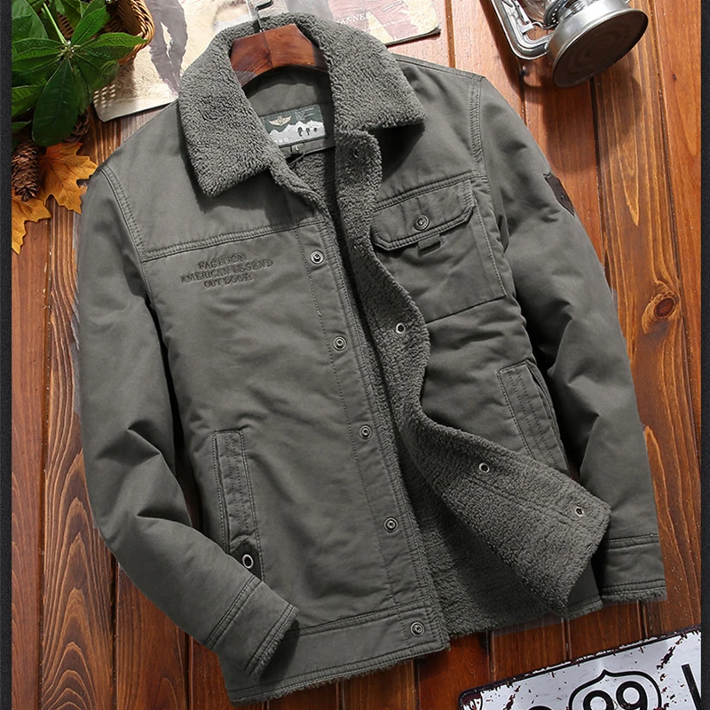 Outdoor Casual Winter Jacket Men New Thickened Warm Men's Coat Casual Lamb Parka Men Trendy Jacket Male Army Velvet Clothes men