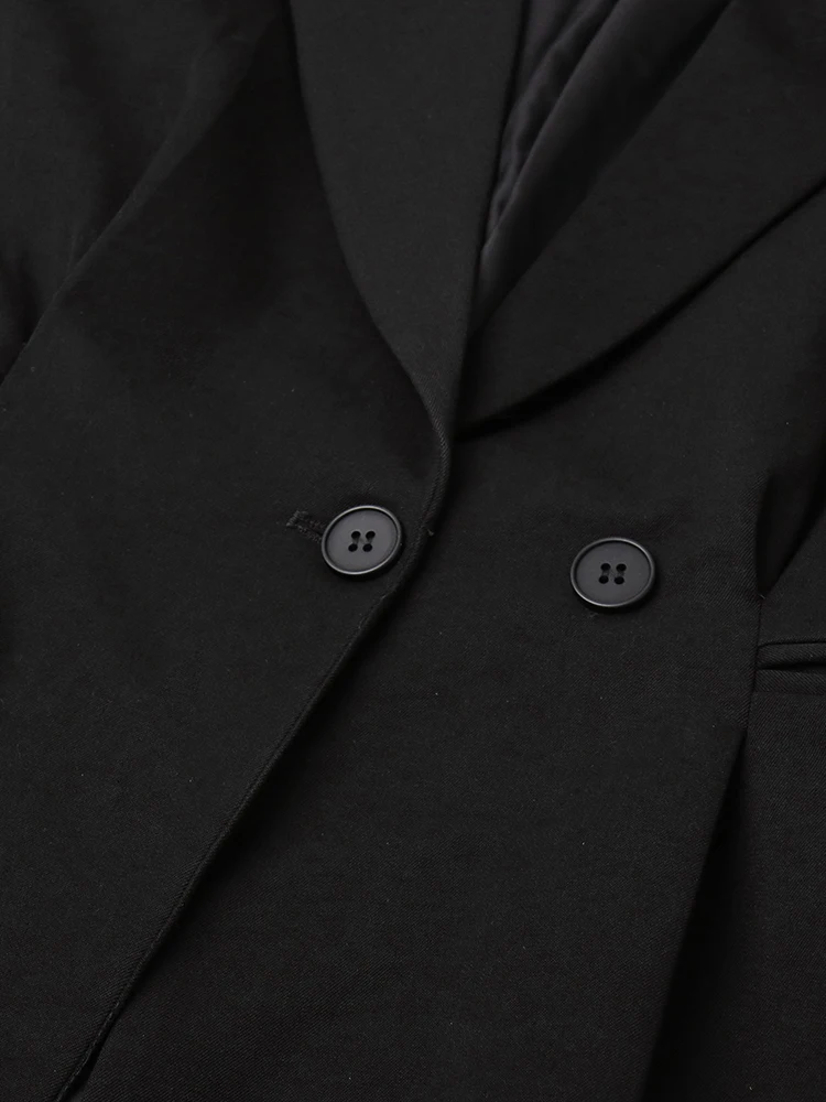 Women Clothing 2023 Black Spring Notched Collar Long Sleeve Slim Solid Minimalist Fashion Blazers