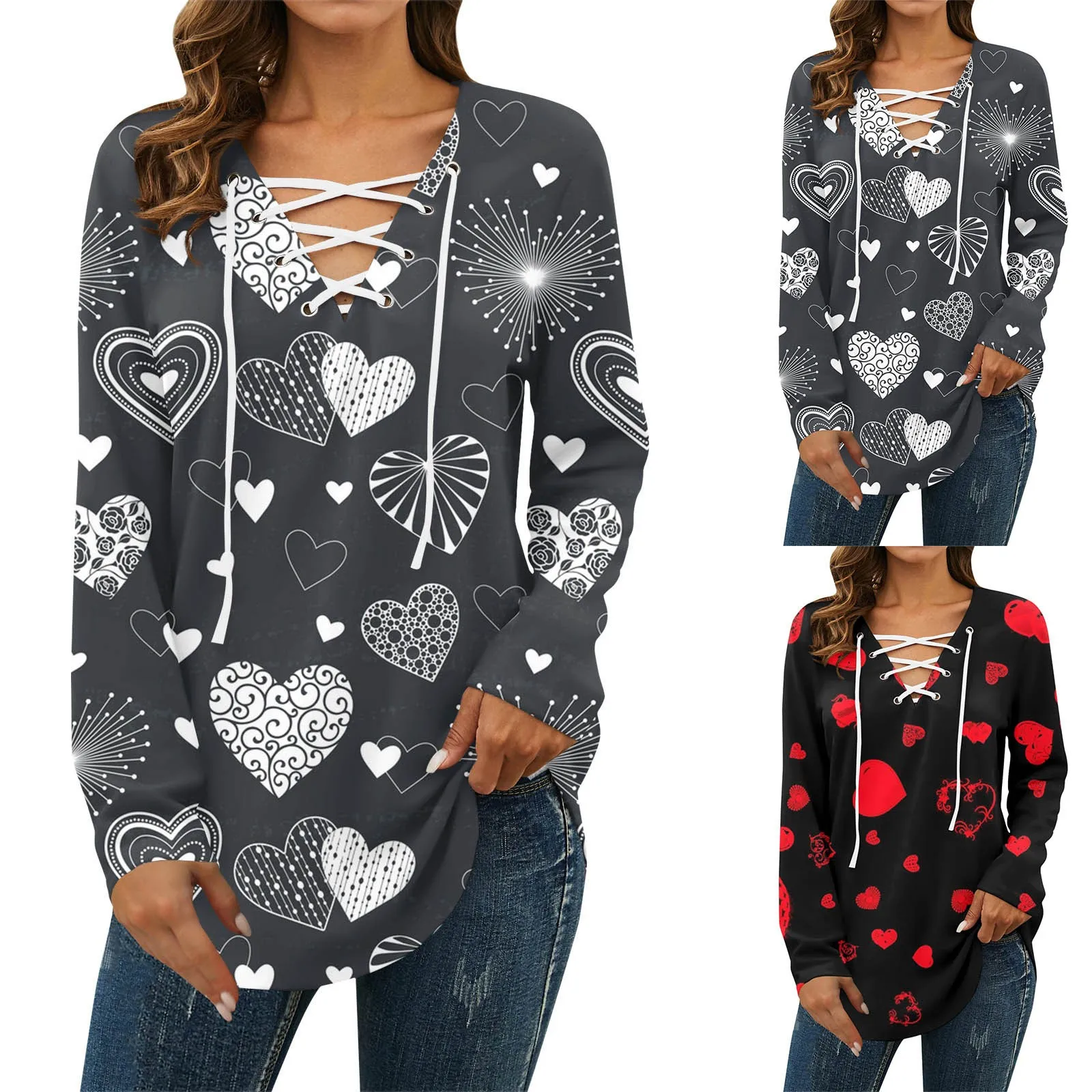 

Женские футболки на шнуровке с принтом сердца, женские футболки с длинным рукавом для бега, женские хлопковые футболки с коротким рукавом