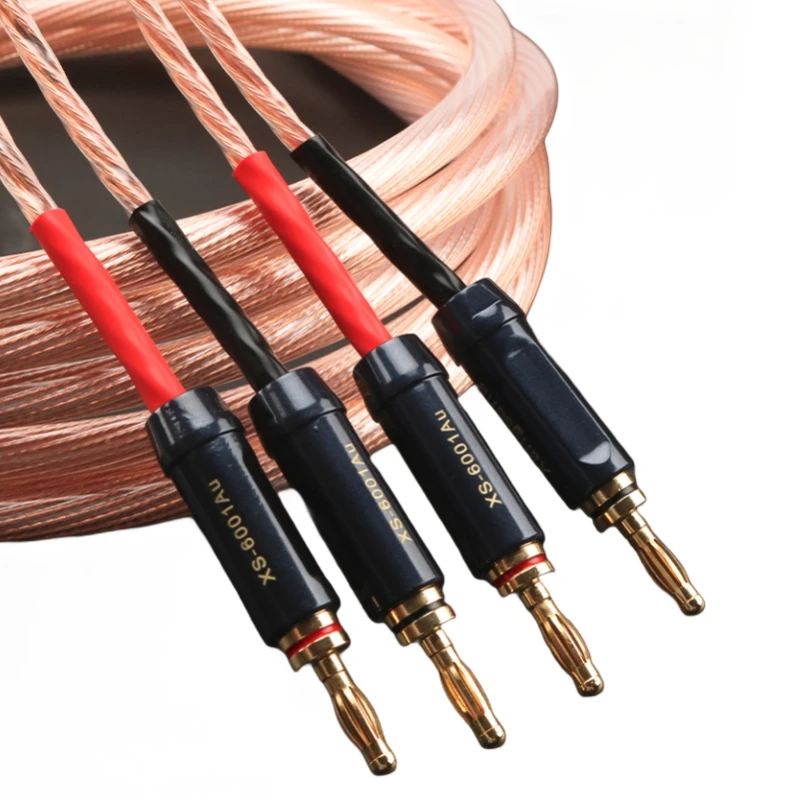 

Audio HiFi OCC Core Speaker Cable for Power Amplifier with Copper Gold-Plated Banana or Spade Y Plug
