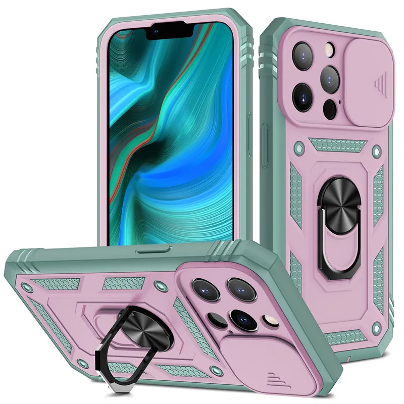 

Противоударный защитный чехол для телефона с объективом для iPhone 13, 12, 11Pro Max, X, XR, XS Max, 7, 8 Plus, прочный военный чехол с магнитным кольцом-держате...