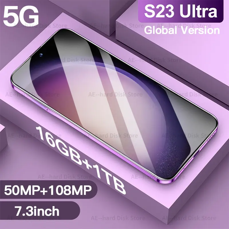 

Смартфон 5G S23 Ultra, 7,3 дюйма, HD экран, 16 ГБ + 1 ТБ, разблокированные мобильные телефоны, Android 13