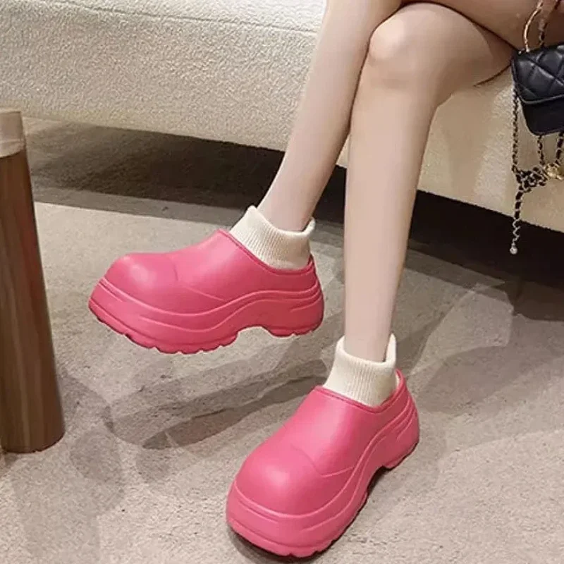 

Женские Водонепроницаемые ботинки на среднем каблуке, с круглым носком