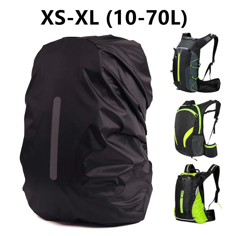 

Backpack Rain Cover Reflective Waterproof Polyester 8-70L Large Capacity Black Dust-proof Sheet Bag Cover For Cycling Hiking