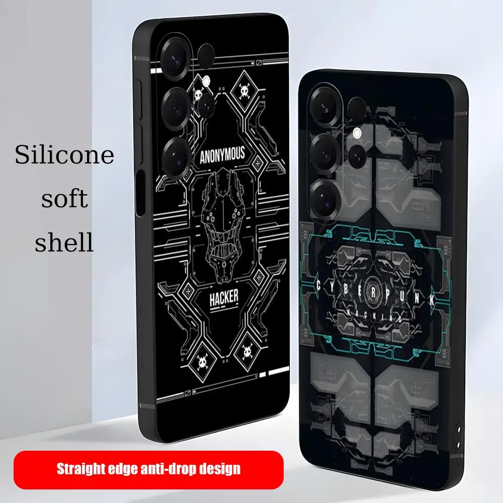 Фото Чехол для телефона в стиле HUD Tech для Samsung Galaxy S26 S25 S24 S23 S22 S21 Plus Ultra Fold A, мягкий, черный №2