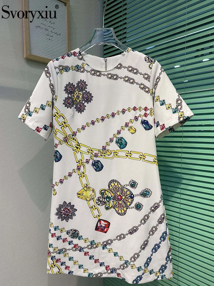 

Женское Короткое платье Svoryxiu, разноцветное свободное Повседневное платье с винтажным принтом, короткими рукавами, расшитое бисером, на лето 2019