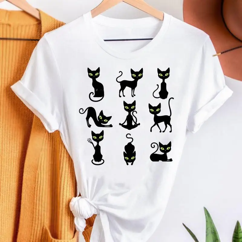 

Женская футболка с принтом, летняя футболка в стиле 90-х с изображением кота и животных, женский топ с графическим рисунком, модная футболка с...