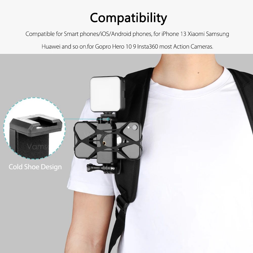 Регулируемое крепление на рюкзак с поворотом 360 градусов для Gopro Hero 10 9 8 |