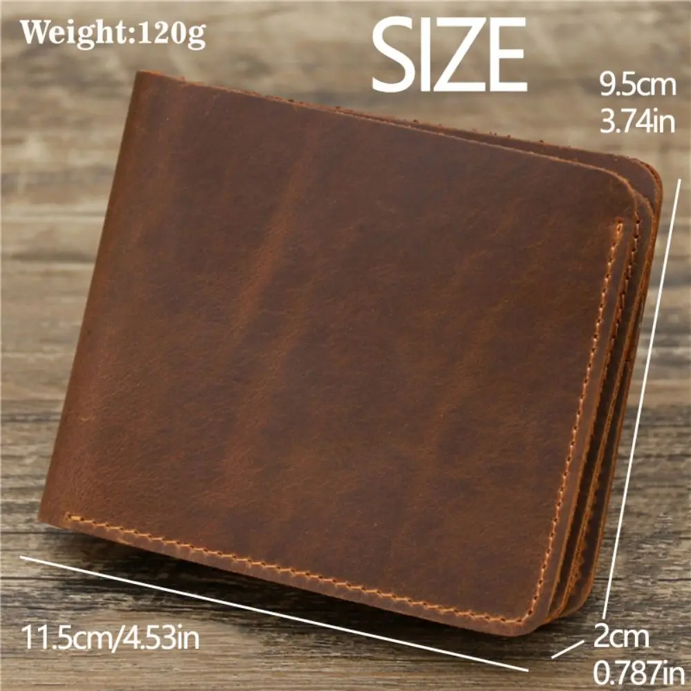 Минималистичный кожаный мужской короткий кошелек прочный многопозиционный с