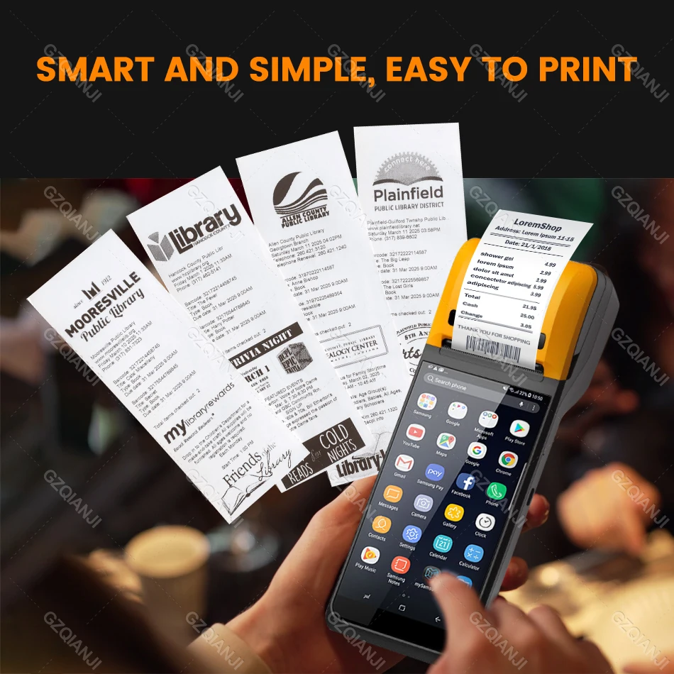 3G 4G Android PDA POS Handheld Pos Terminal Receipt Label Printer Bluetooth WiFi NFC Portable Barcode Scanner |