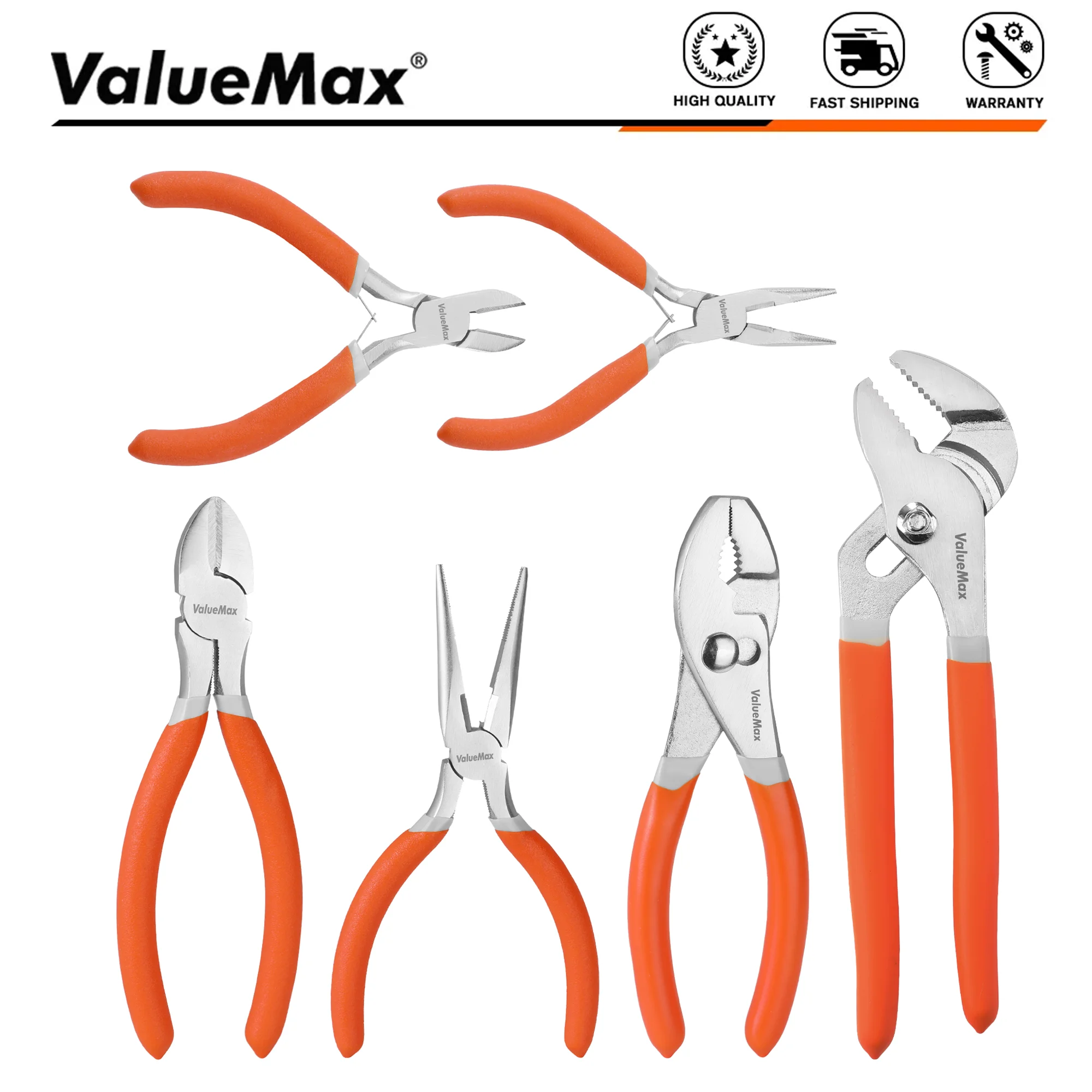 

VALUEMAX 6pc/8pc Pliers Set & Wrench Set 6" Mini Long Nose Plier Sharp Snips Nipper Hand Tools