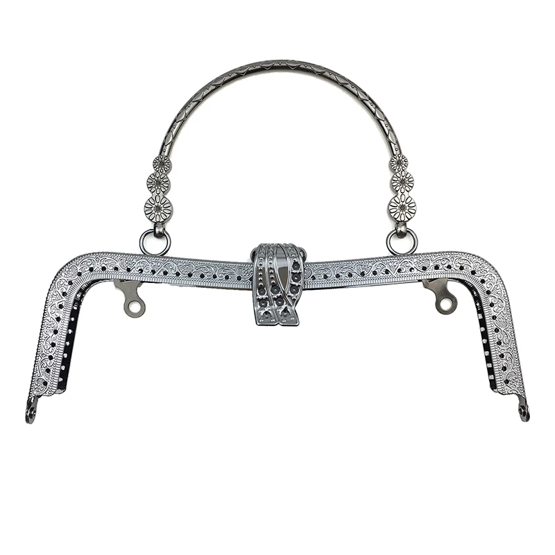 10pcs 20cm Metal Purse Frame Handle Clutch Bag Accessories DIY Kiss Clasp Lock Bronze Embossing M-shaped HandBag Hardware