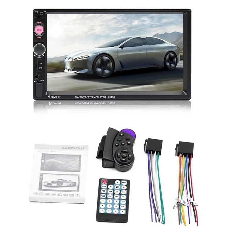 

2 Din 7 Inch Touch Screen Autoradio Car Player FM Radio Bluetooth Stereo Auto Support Rear View Camera MP5 Player 7023B