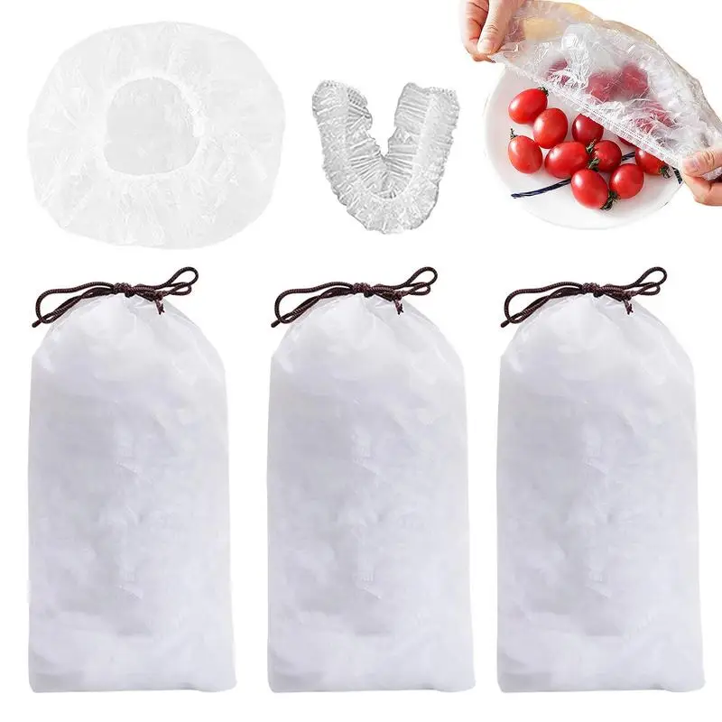 

Reusable Plastic Food Cover Wrap Keeping Fresh Cling Films Elastic Mouth Storage Bags Food Lids For Fruit Bowls Meat Saver Bag