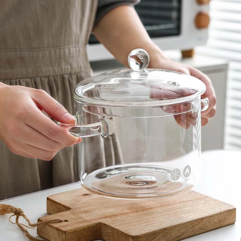 

Glass Fire Heat Cooking Kitchen Porridge Bowl Hot Heating Transparent Microwave Soup Tools Pot Glass Resistant