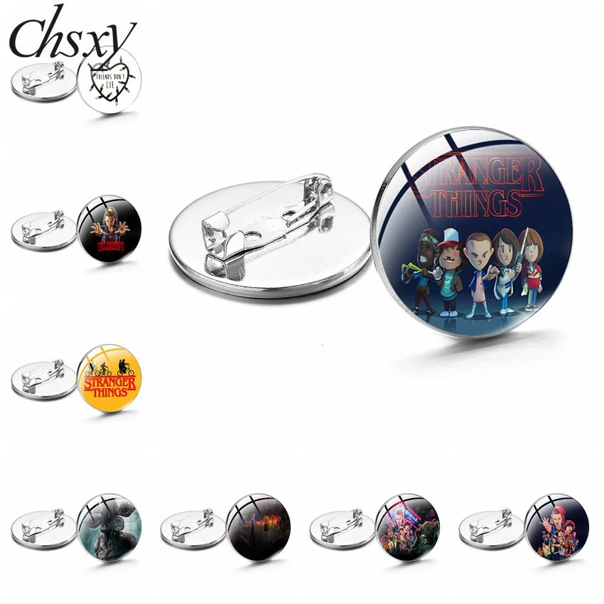 

Hellfire Club Hot American TV Series Brooch Badges Cartoon Figuer Joyce Byers Mike Wheeler Glass Cabochon Lapel Pin Jewelry Gift