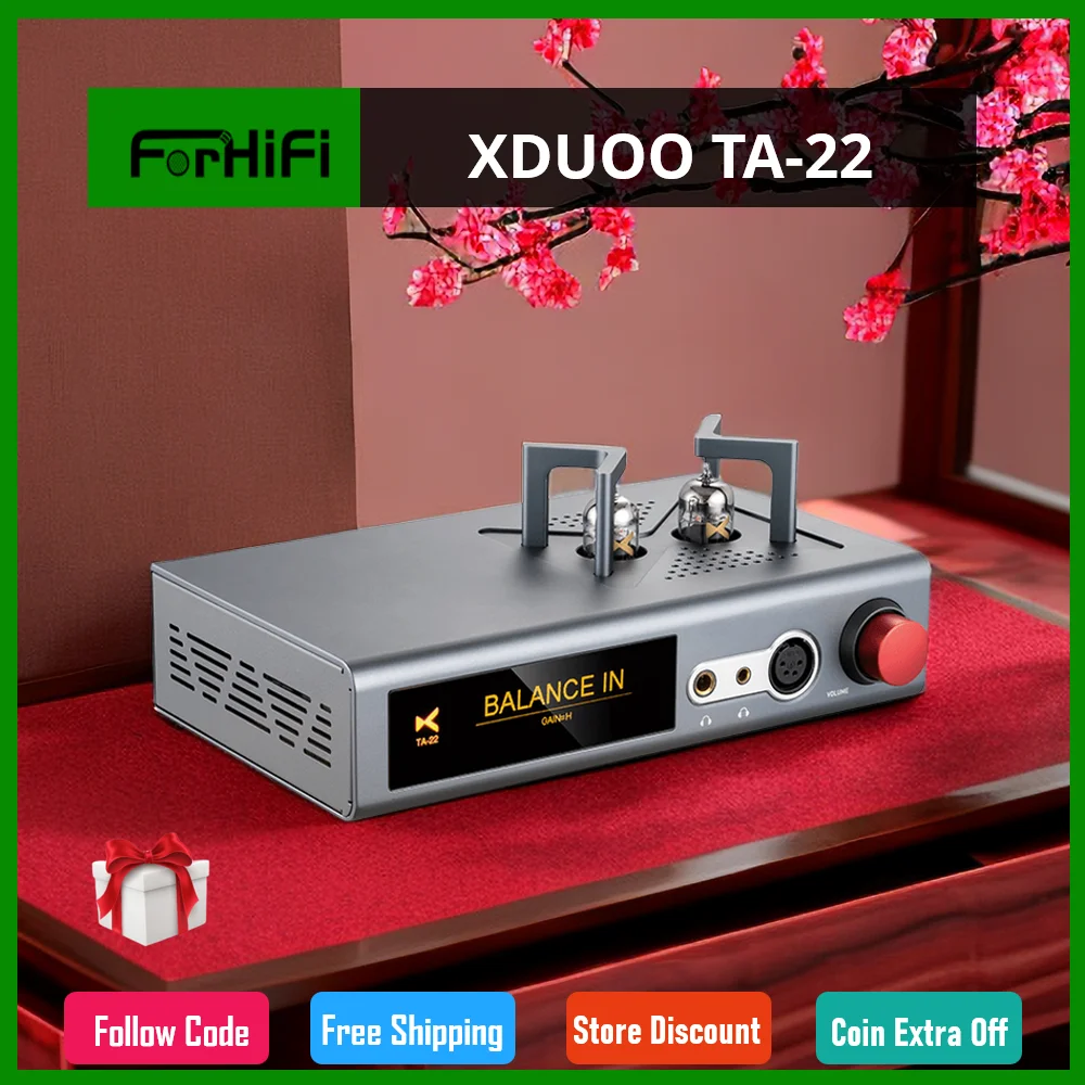 

XDUOO TA-22 DAC&Tube Balance Headphone Amplifier ES9038Q2M*2 USB DSD256 32Bit/384kHz HD Bluetooth DAC Amp