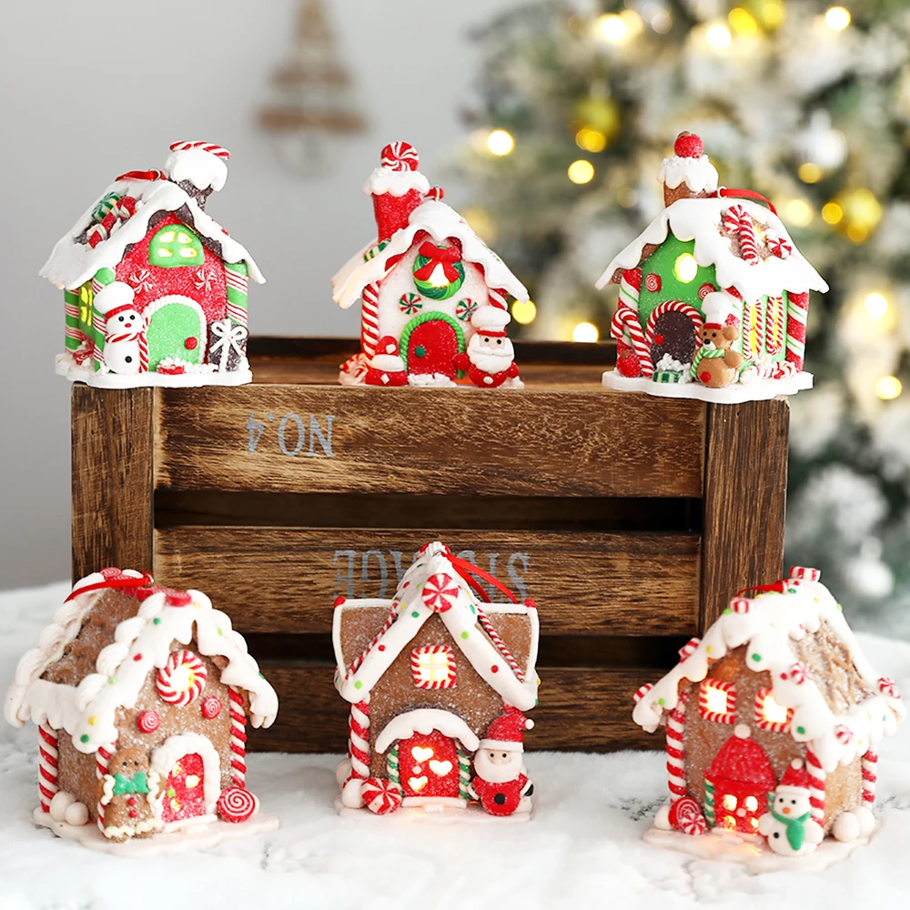 Рождественский имбирь маленькая искусственная мягкая глина дом для конфет снег