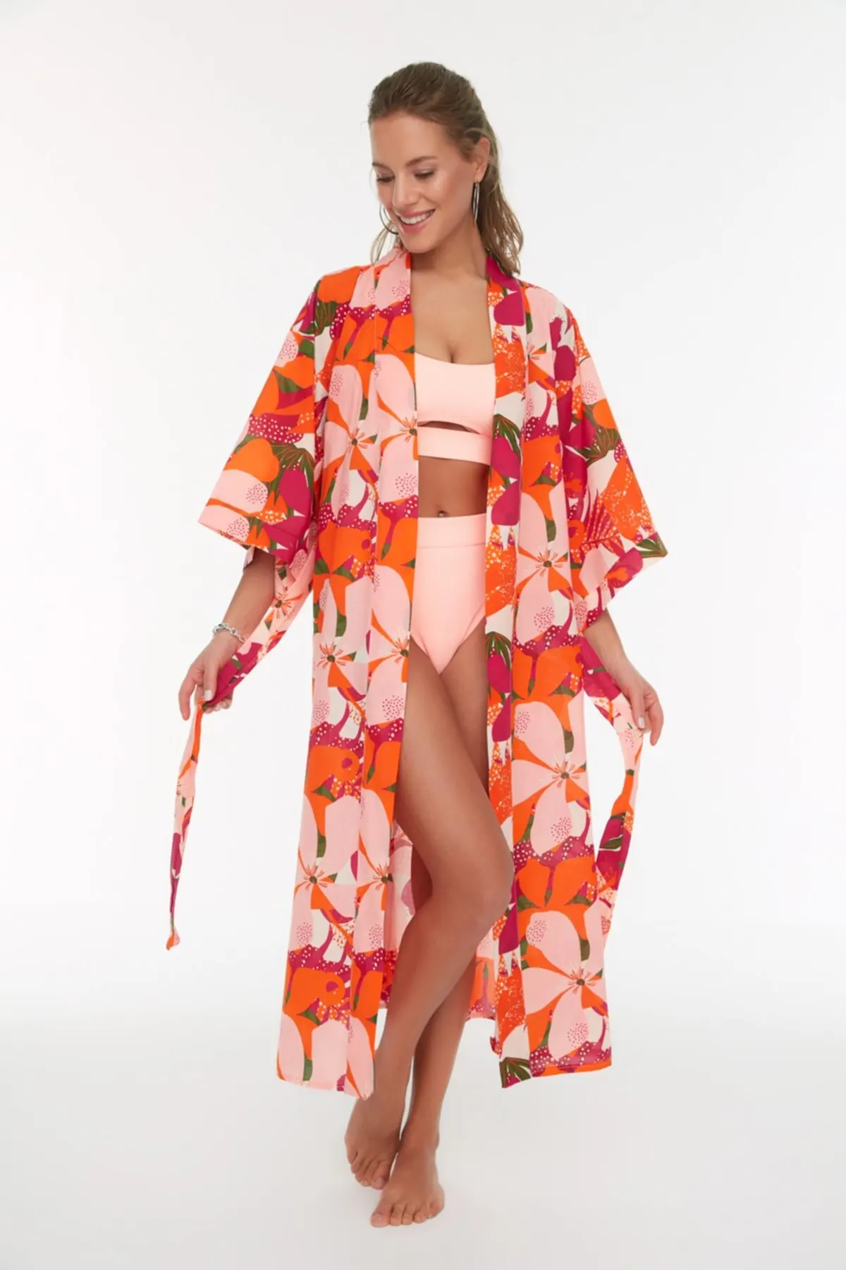 

Женское кимоно с цветочным узором, модный халат Caftan для женщин
