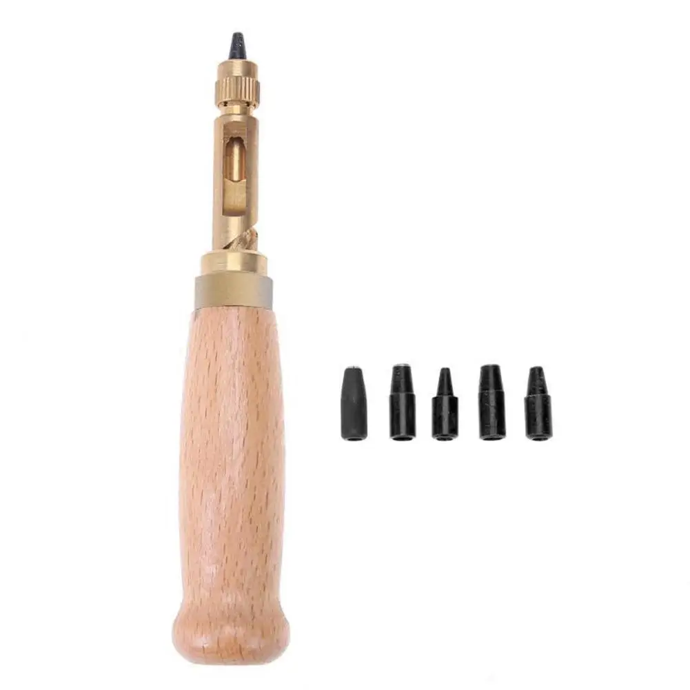

New Adjustable Japanese Screw Hole Punch Bookbinding Tool,Paper Punch,Craft Punches,6 Tip Sizes 1.5,2,2.5,3,3.5,4mm,Wood Handle