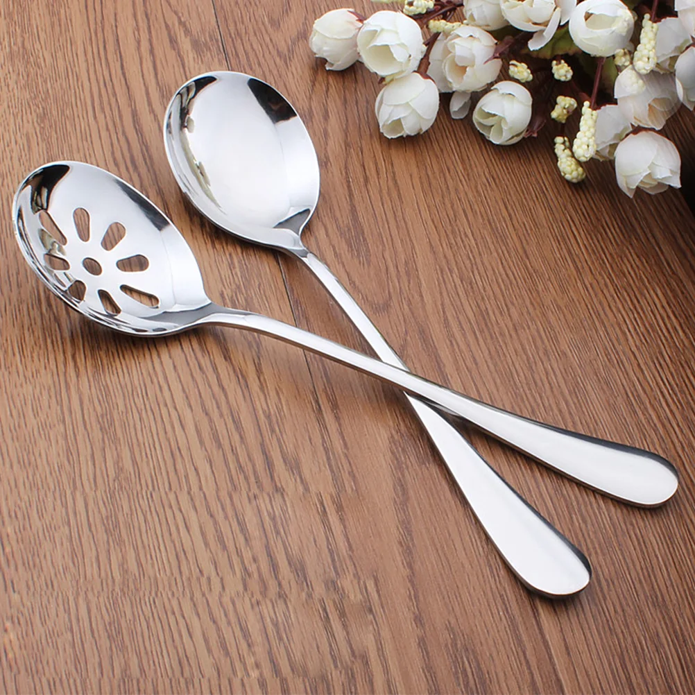 

4 Spoon Set Smooth Small Spoons Serving for Soup Western (2 Small Spoon and 2 Colanders)