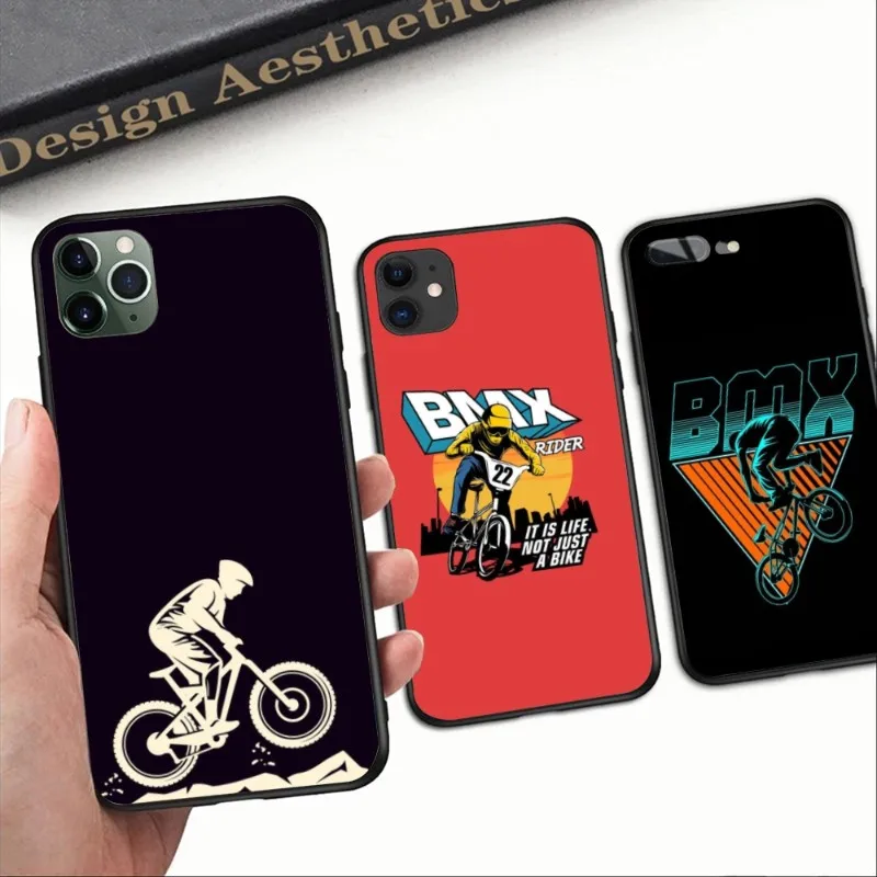Bike Cell Phone Case For Iphone 14 13 12 11 Xs X 8 7 6 Plus Mini Pro Max Se 2022 Black Soft Phone Cover Funda