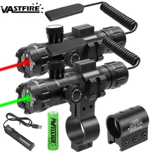 Tactical Hunting Red Green Dot Sight Scope 20mm Rail Adjustable Laser Pointer Rifle Gun Scope Rail Barrel with Pressure Switch