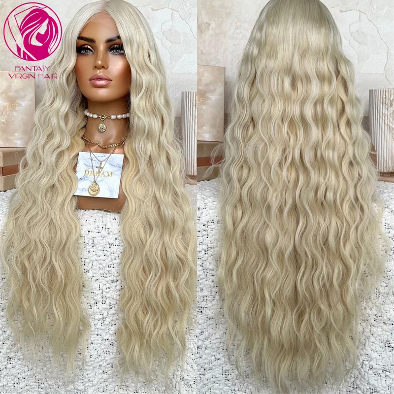 

Deep WAve Curly Human Hair Full Lace Wigs HD Platinum Blonde 13x6 Lace Frontal Wig Glueless Pre Plucked Bleached Knots Real Wig
