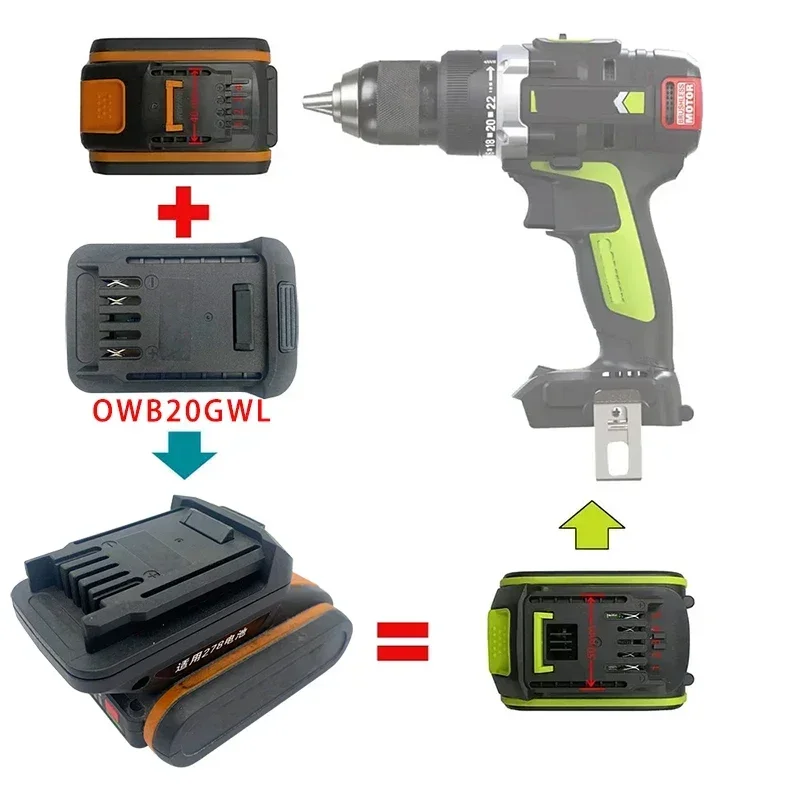 MTB18GWL DWB20GWL MWB18GWL DVB20GWL Adapter For Makita DeWalt Milwaukee Devon Li-ion Battery Worx 20V Green Tool