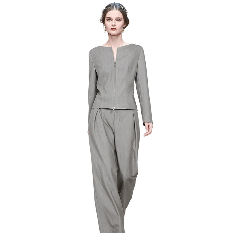 

Ladies fashion suit 2022 new European and American goddess fan temperament top wide leg pants two-piece set