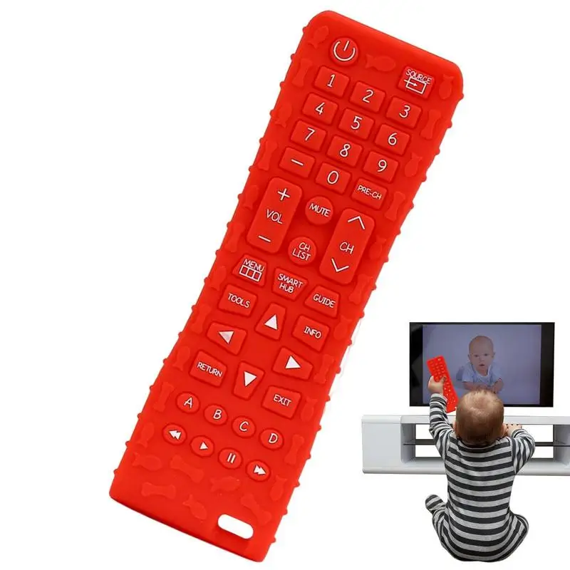 

Remote Teether Toy Teether Toys For Babies 6-12 Months Kids Teething Remote Teething Toys Silicone Soft-Textured Teether