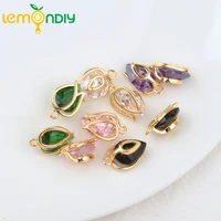 8582pcs 12x8mm 24k gold color brass with zircon flower bud charm pendants for jewelry making findings accessories wholesale