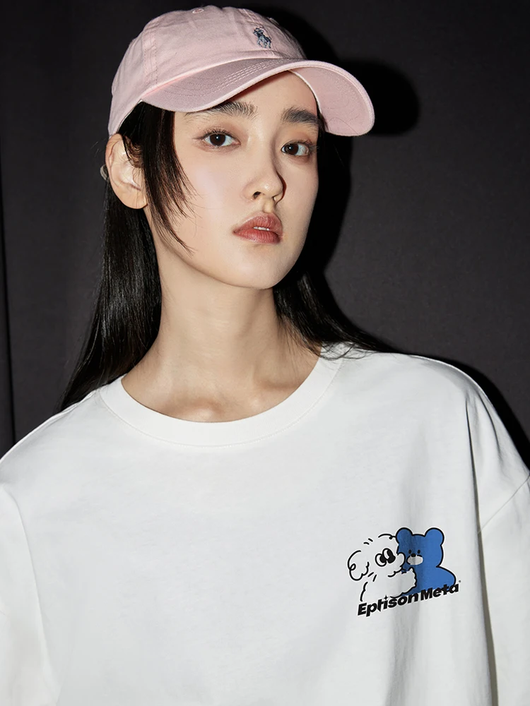 Футболка Eptison белая с коротким рукавом и принтом медведя 230 г