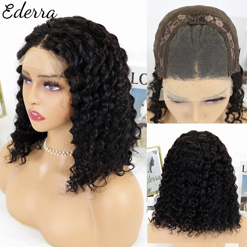 Short Curly Bob Lace Front Human Hair Wigs With Baby Hair Brazilian 4x4 Lace Closure Wig For Black Women Deep Wave Wig Pre Pluck