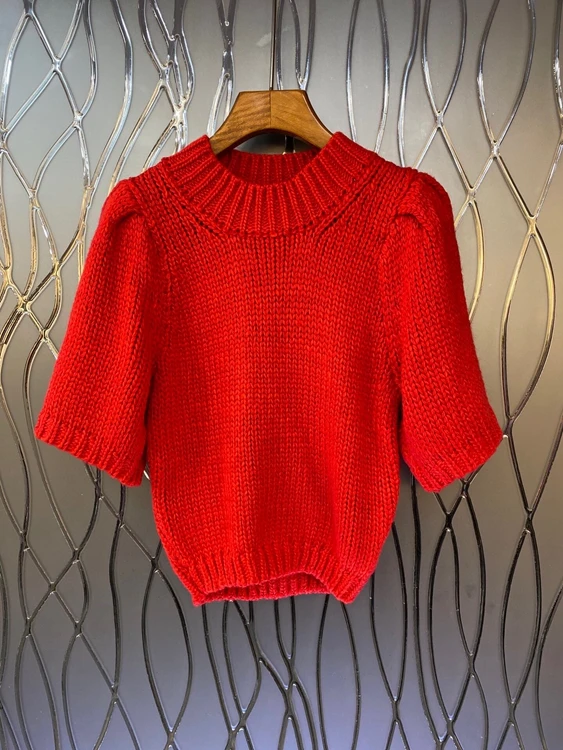 

2022 new women fashion sweater pullover short all-match top knitted sweater 0121