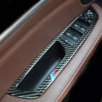 4pcs carbon fiber car window switch lifter control panel frame decoration refit trim stickers for bmw x5 e70 x6 e71 accessories