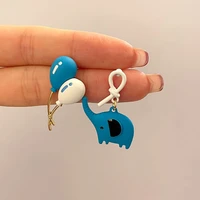 s925 needle trendy jewelry elephant balloon earrings 2022 new trend asymmetrical coating blue drop earrings for women gifts