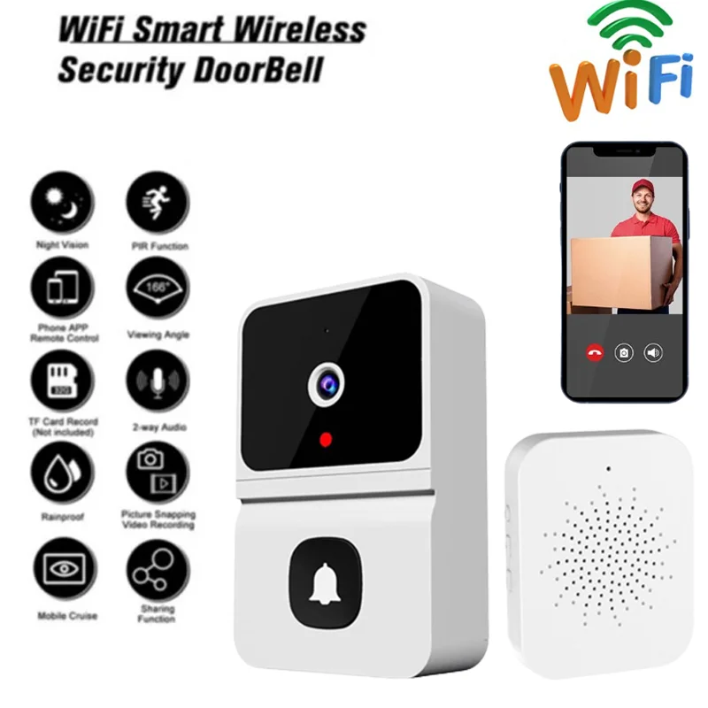 

Tuya WiFi Mini Visual Doorbell Dingdong Two-way Voice Intercom APP Remote Control Video Security Monitoring Visual Doorbell
