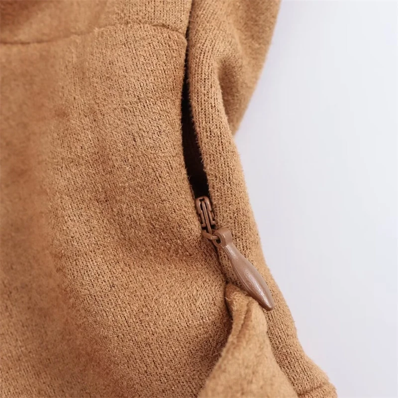 KEYANKETIAN осень/зима новое женское замшевое платье миди в стиле ретро с украшением