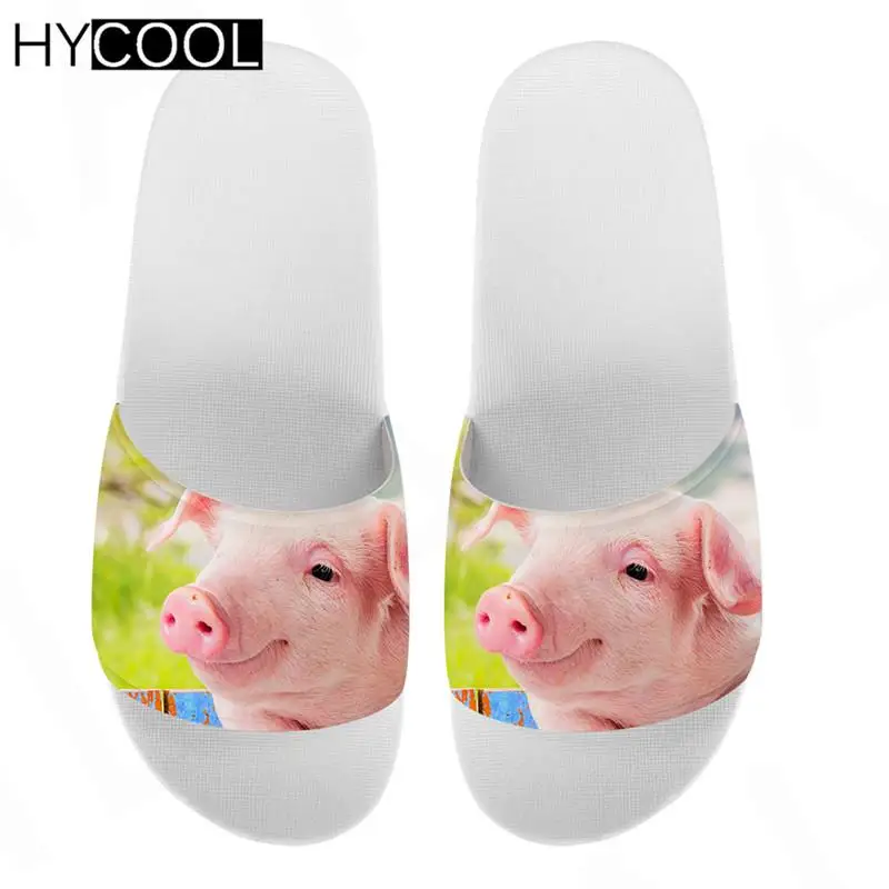

Шлепанцы HYCOOL для девочек, домашние сандалии с милым принтом поросенка, Летние повседневные пляжные тапочки без застежки для подростков, сла...