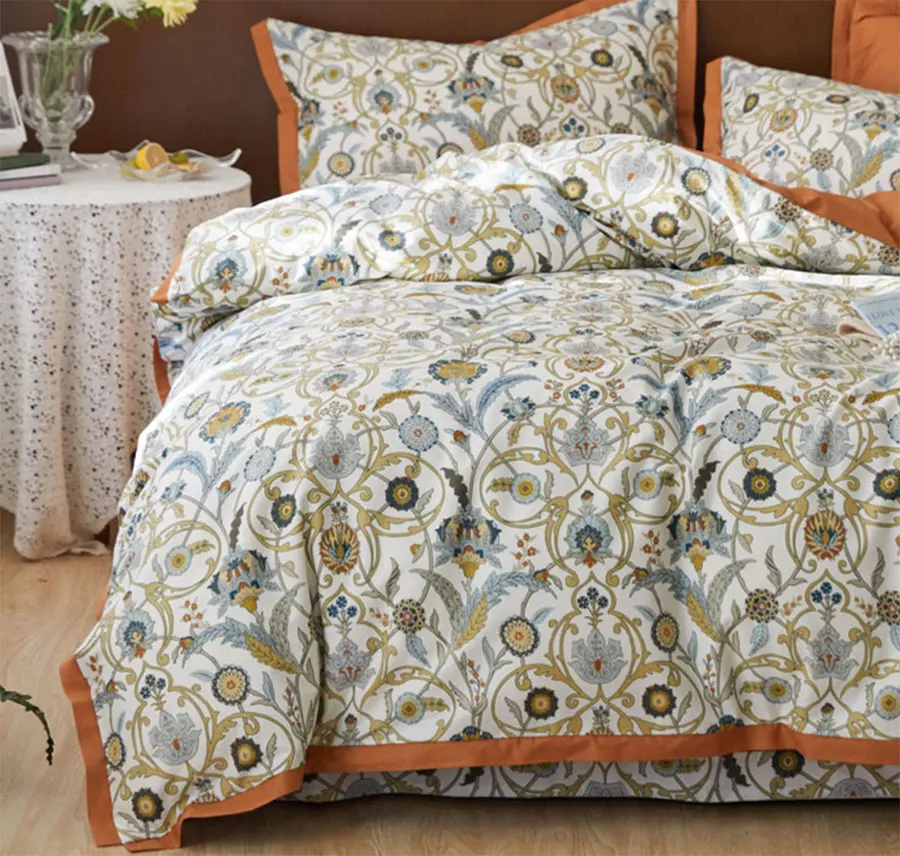 

American rustic floral bed set,4pc full queen king cotton,elegant french pastoral home textile flat sheet pillowcase duvet cover